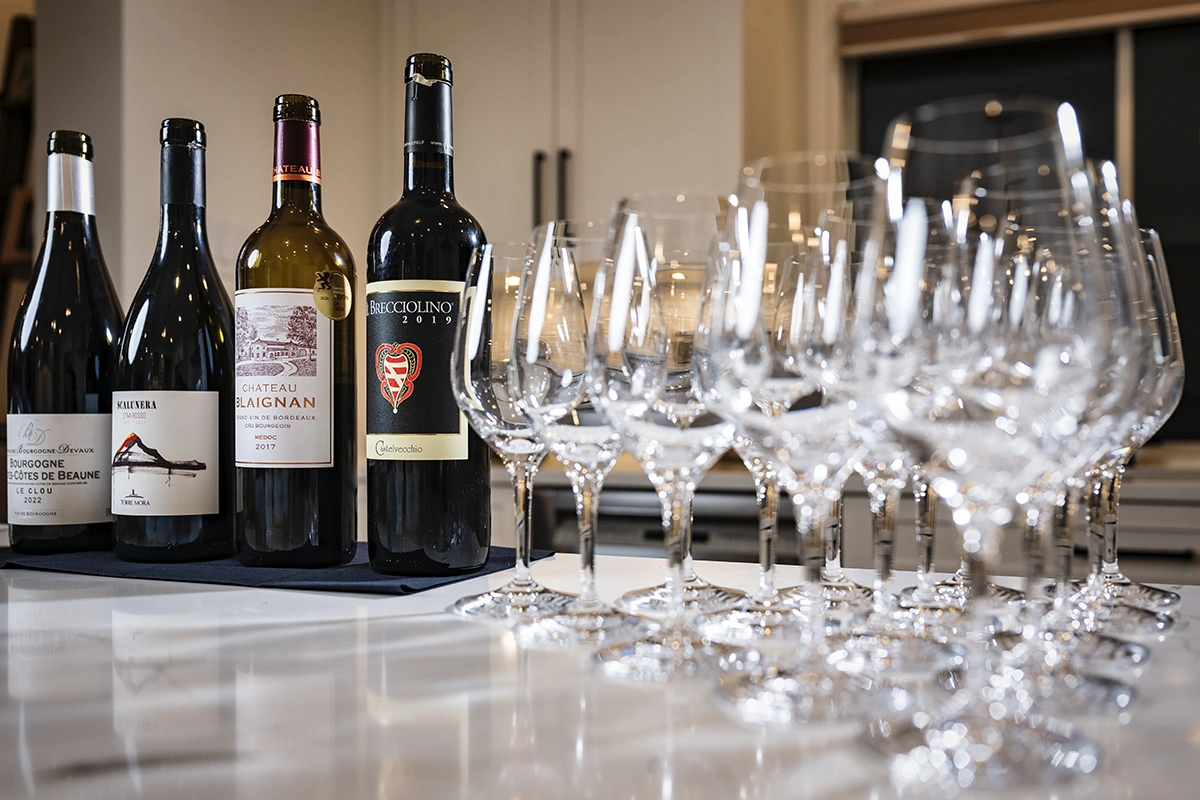 Bottles of Wine with Wine glasses